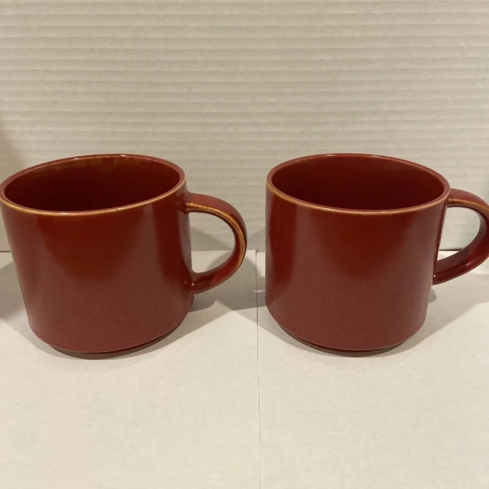 Set of 2 Pottery Barn Mason Stoneware wide Mouth Coffee Mugs